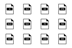 Set Of File Formats Icons Product Image 1