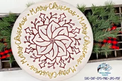 Merry Christmas Poinsettia SVG | Round Christmas SVG Product Image 1