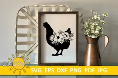 Floral Chicken SVG | Floral Hen SVG | Farmhouse SVG Product Image 1