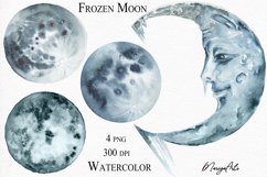 Frozen Moon Ice Moon Hand Painted Watercolor Sublimation PNG Product Image 1