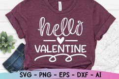 Hello Valentine Svg, Love Svg, Valentines Day Shirt Svg, Product Image 1