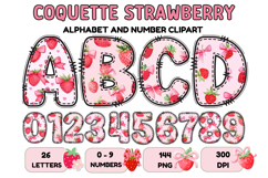Coquette Strawberry Alphabet PNG Letters &amp; Numbers 300DPI Product Image 1