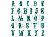 Turquoise Cheetah Alphabet PNG, Leopard Letters Sublimation Product Image 2