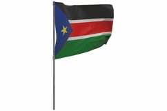 South Sudan flag on pole. Waving banner isolated. Product Image 1