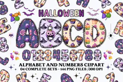 Halloween Alphabet png clipart, halloween letters doodle Product Image 1