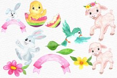 Watercolor Easter kids clipart Product Image 2