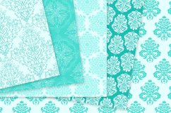 28 Turquoise Damask Patterns - Seamless Digital Papers Bundle Product Image 7