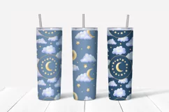 Night and Moon sublimation design. Skinny tumbler wrap Product Image 4