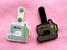 ITH Sewing Machine Vinyl Key Fob or Bag Tag - Snap Tab Machine Embroidery Product Image 3