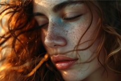Serene beauty: close-up of young woman with freckles Product Image 1