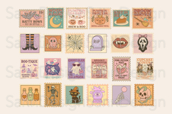 Cute Halloween Stamp Clipart Bundle, Pastel Retro Halloween Product Image 3