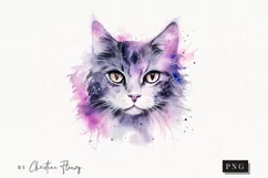 Watercolor Pastel Cat Clipart | Watercolor Halloween PNG Product Image 1