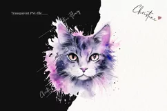 Watercolor Pastel Cat Clipart | Watercolor Halloween PNG Product Image 2