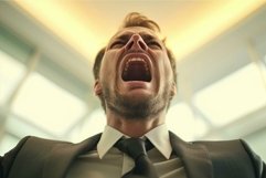 Low angle view of a stressed male executive shouting, depict Product Image 1