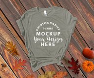 Bella Canvas 3001 Mock-up fall themed Heather Stone Product Image 2