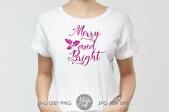 Merry and bright SVG| cut file| Holly berry Leaves Product Image 3