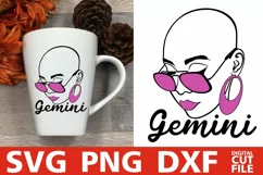 Gemini Zodiac Sign svg, Bald Woman in Glasses svg, Melanin Product Image 2