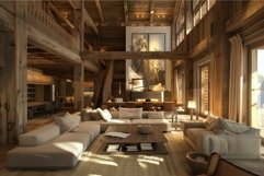 Light filling spacious modern living room with second floor Product Image 1