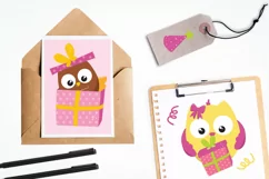 Birthday Owls Girls  graphics and illustrations - Free Design of The Week Product Image 4