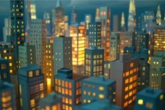 Model city skyline at twilight Product Image 1