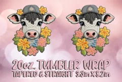 3D Tumbler Wrap 20oz, Funny Cow PNG, Rap Cow Sublimation Product Image 2