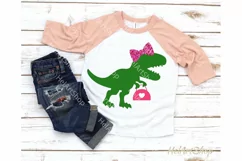 Girl dinosaur svg, t rex svg, dinosaur with bow svg Product Image 2