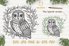 Owl in the Branches svg, Owl Zentangle svg, Owl in the Leave Product Image 1