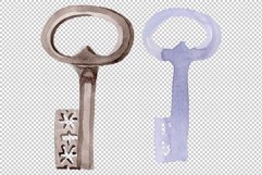 Old Golden Key Watercolor png Product Image 6