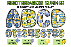 Mediterranean Lemon Alphabet PNG Summer Letters 300 DPI Product Image 1