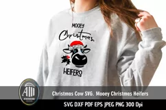 Christmas cow SVG| Mooey Christmas Heifers| Santa Hat SVG Product Image 1