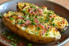 Delicious Serving baked potato with green herbs. Generate ai Product Image 1