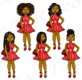 Valentine's Day Girls Clipart, Black girls, Fashion Dolls Product Image 3