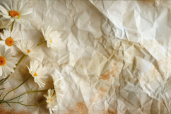 Flowers with Crumpled Paper Background Wallpaper Product Image 1