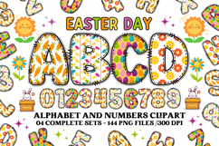 Easter Day Alphabet png clipart, easter day letters doodle Product Image 1