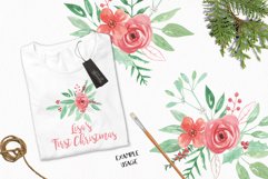 Watercolor Merry Berry Christmas Clipart Bouquets Flowers Winter Florals  Product Image 3