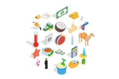 UAE icons set, isometric style Product Image 1