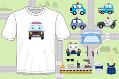 Funny Police Cars Set with City Scene and Police Elements Product Image 3