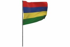 Mauritius flag on pole. Waving banner isolated. Product Image 1