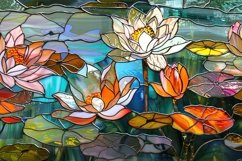 Stained Glass Flowers Background Wallpaper Product Image 1
