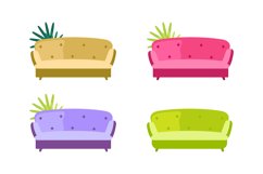 Sofa flat color vector objects set Product Image 1
