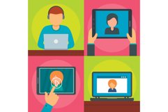 Webinar online banner concept set, flat style Product Image 1