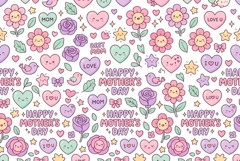 Cute kawaii Mother's Day seamless pattern Product Image 1