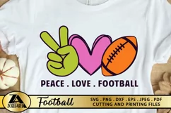 Peace Love Football SVG PNG EPS DXF for Cutting and Printing Product Image 1