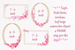 Watercolor frame clipart golden frame pink leaf gold frame Product Image 7