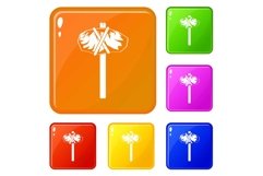 Stone hammer icons set vector color Product Image 1