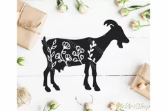 Goat Svg, Farm animal svg, Floral goat svg Product Image 1