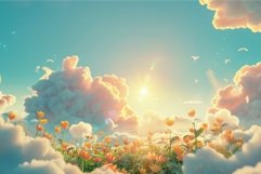 Serene sky with blooming flowers at sunset Product Image 1