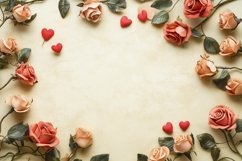 Flowers Flat Lay Background, Orange Roses Background Design Product Image 1