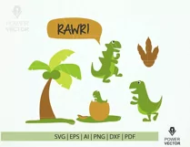 Funny Dinosaur Svg. Dinosaur Print and Cut File. Dinosaur Family Clip Art Product Image 1