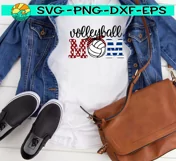 Volleyball Mom - Red White Blue - SVG - DXF - EPS - PNG Product Image 2
